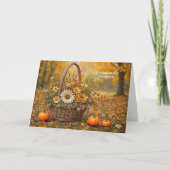 Carte Bon thanksgiving fille avec panier Fleurs (Devant)