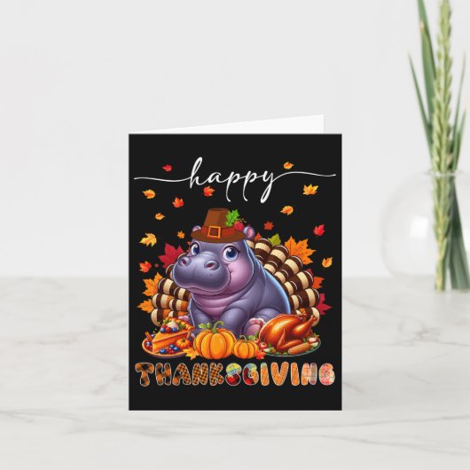 Carte Bon thanksgiving Hippo Costume Turquie Chute de co (Devant)