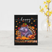 Carte Bon thanksgiving Hippo Costume Turquie Chute de co (Fleur jaune)