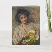 Carte Bon thanksgiving italien garçon avec Citrouille (Devant)