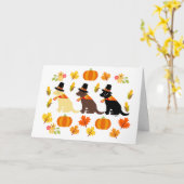Carte Bon thanksgiving Labrador Silhouette Blanc (Fleur jaune)