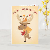 Carte Bon thanksgiving Moose Fall Leaves (Fleur jaune)