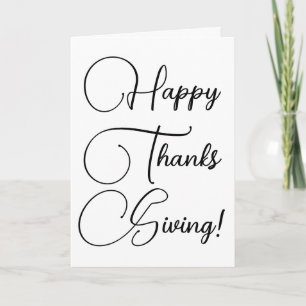 Carte Bon thanksgiving noir script personnalisé élégant