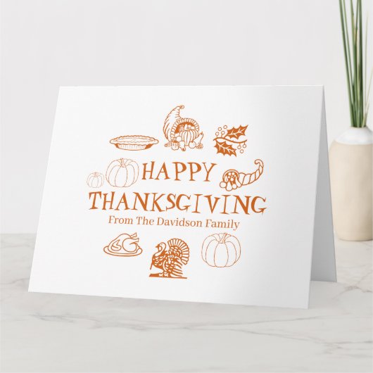 Carte Bon thanksgiving nom de famille personnalisé (Devant)