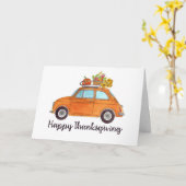 Carte Bon thanksgiving Orange Retro Fiat 500 (Fleur jaune)