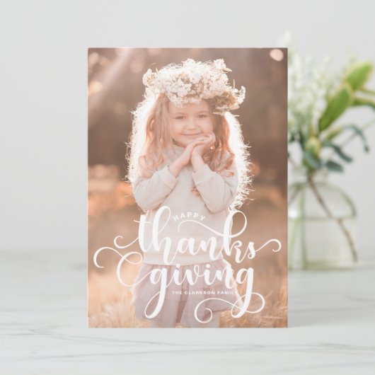 Carte Bon thanksgiving photo de superposition de script (Debout devant)