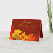 Carte Bon thanksgiving Red Feuilles plié Salutation (Devant)