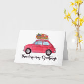 Carte Bon thanksgiving Red Retro Fiat 500 (Fleur jaune)