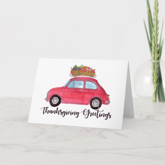 Carte Bon thanksgiving Red Retro Fiat 500 (Devant)