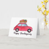 Carte Bon thanksgiving Red Retro Fiat 500 (Fleur jaune)