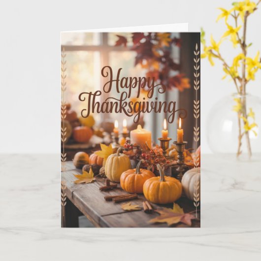 Carte Bon thanksgiving rustique (Fleur jaune)
