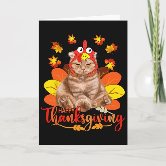 Carte Bon thanksgiving Tee Chat Turquie Jour de Noël Te (Devant)