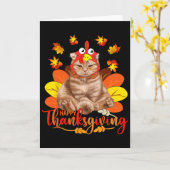 Carte Bon thanksgiving Tee Chat Turquie Jour de Noël Te (Fleur jaune)