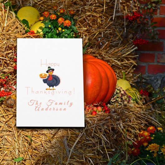 Carte Bon thanksgiving tourte à dinde blanc clair