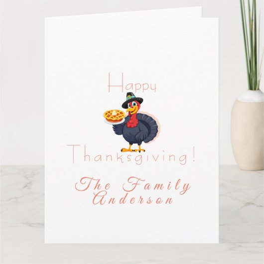 Carte Bon thanksgiving tourte à dinde blanc clair (Devant)