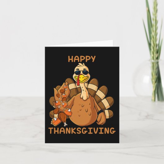 Carte Bon thanksgiving Turquie Jeter de la nourriture am (Devant)