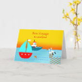 Carte Bon voyage à l'ami, Bateaux, Pélicans, Coucher de (Fleur jaune)