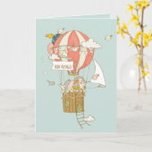 Carte Bon Voyage Adieu Adieu Hot Air Balloon (Fleur jaune)