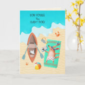 Carte Bon voyage Chance Dog bronzer sur la plage (Fleur jaune)
