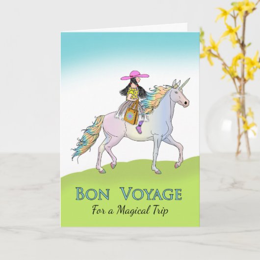 Carte Bon Voyage Magique Voyage Unicorn (Fleur jaune)
