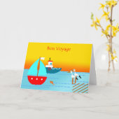 Carte Bon Voyage, Pélicans, Bateaux et Coucher de soleil (Fleur jaune)