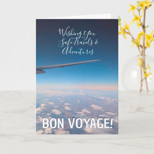 Carte Bon Voyage! Safe Travels Wishes Window Seat Views (Fleur jaune)