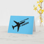 Carte Bon voyage sur Blue Custom Name (Fleur jaune)