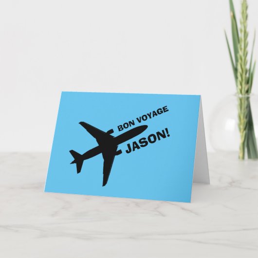 Carte Bon voyage sur Blue Custom Name (Devant)