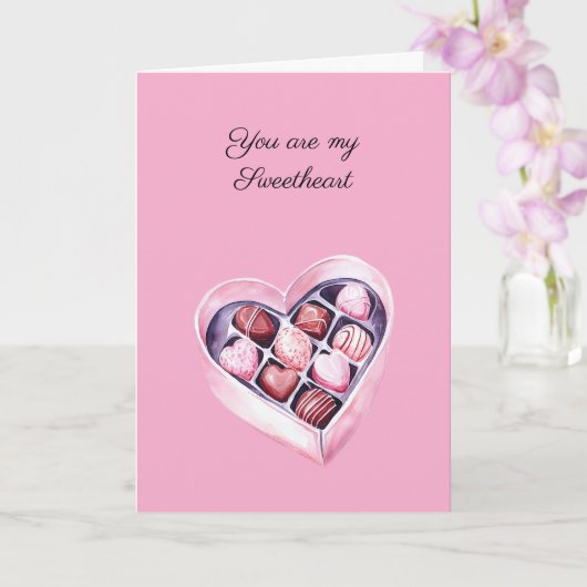 Carte Bonbons Cœur Rose (Orchidée)