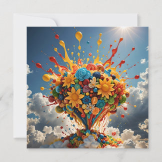 Carte Bonbons et fleurs colorés