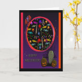 Carte Bonbons, pierre tombale et Jack o' Lanterns (Fleur jaune)