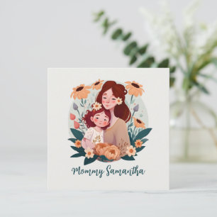 Carte Bond adorable maman et fille - Cadre floral (3)