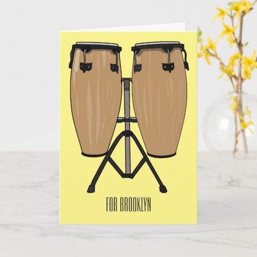 Carte Bongo, dessin animé de batterie (Fleur jaune)