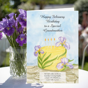 Carte Bonheur de grand-mère Fête des iris de février Gât