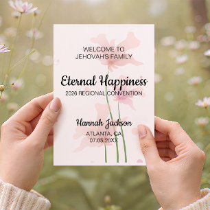 Carte Bonheur Éternel Baptême JW avec des fleurs roses