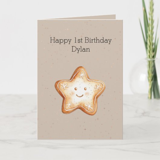 Carte Bonheur Étoile Biscuit de Noël au Gingembre Annive (Devant)