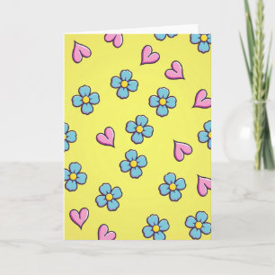 Carte Bonheur Fleur Bleue Cœur