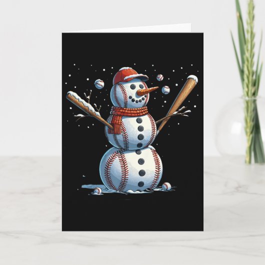 Carte Bonhomme de neige Baseball Noël Hiver  (Devant)