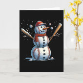 Carte Bonhomme de neige Baseball Noël Hiver  (Fleur jaune)