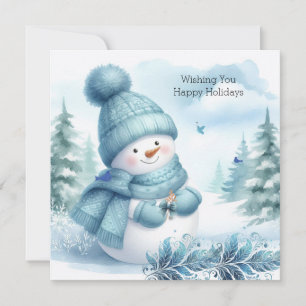 Carte Bonhomme de neige bleu glacial merveilleux