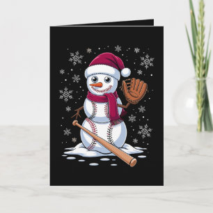 Carte Bonhomme de neige de baseball Chapeau de Santa Gan