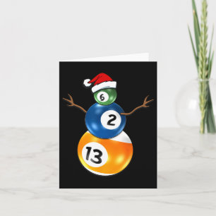 Carte Bonhomme de neige de Noël de billard avec table de