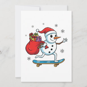 Carte Bonhomme de neige de skateboard cool Skate de No