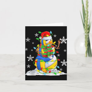 Carte Bonhomme de neige de volley-ball Éclairages sapin