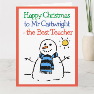 Carte Bonhomme de neige Design Joyeux Noël à un enseigna