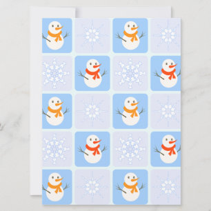 Carte Bonhomme de neige et flocons de neige à motif à ca