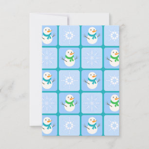 Carte Bonhomme de neige et flocons de neige à motif à ca