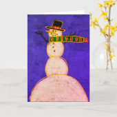 Carte Bonhomme de neige funky art abstrait (Fleur jaune)