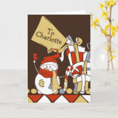 Carte Bonhomme de neige mignon avec cadeaux de Noël pers (Fleur jaune)