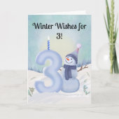 Carte Bonhomme de neige pour le 3e anniversaire avec Tro (Devant)